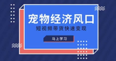 宠物赛道快速变现精品课，宠物经济风口，短视频带货快速变现-彼飞网创