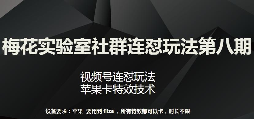梅花实验室社群连怼玩法第八期，视频号连怼玩法 苹果卡特效技术【揭秘】-彼飞网创