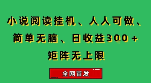 小说挂G阅读，人人可做，简单无脑，一天收益3张+矩阵无限上，全网首发【揭秘】-彼飞网创