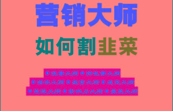 《营销大师如何割韭菜》禁止外传的大师绝学电子书-彼飞网创