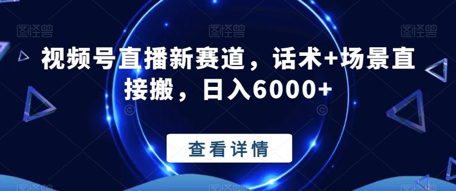视频号直播新赛道，话术+场景直接搬，日入6000+-彼飞网创