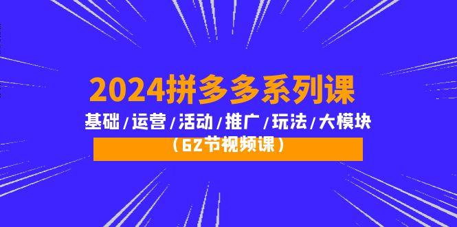 (10019期)2024拼多多系列课：基础/运营/活动/推广/玩法/大模块(62节视频课)-彼飞网创