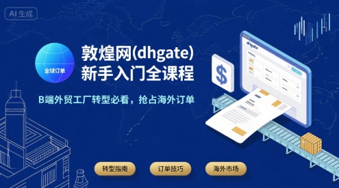 敦煌网(dhgate)新手入门全课程，B端外贸工厂转型必看，抢占海外订单-彼飞网创