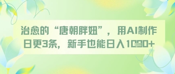 治愈的“唐朝胖妞”，用AI制作日更3条，新手也能日入多张-彼飞网创