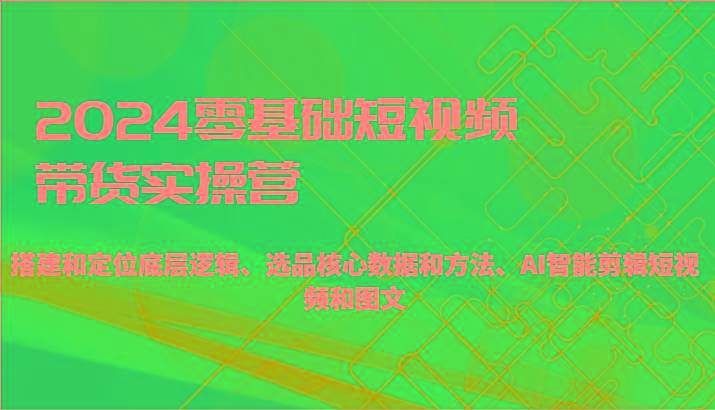 2024零基础短视频带货实操营-搭建和定位底层逻辑、选品核心数据和方法、AI智能剪辑-彼飞网创