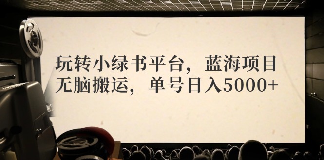 玩转小绿书平台，蓝海项目，无脑搬运，单号日入5000+-彼飞网创