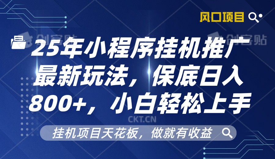 2025年小程序挂机推广最新玩法，保底日入800+，小白轻松上手-彼飞网创