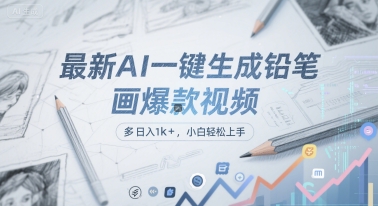 最新AI一键生成铅笔画爆款视频，多平台分发，日 入1k+，小白轻松上手【揭秘】-彼飞网创