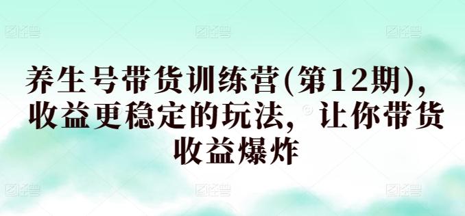养生号带货训练营(第12期)，收益更稳定的玩法，让你带货收益爆炸-彼飞网创