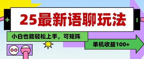 25年最新语聊玩法，纯手工，单机收益100+，小白也能轻松上手，可矩阵操作-彼飞网创