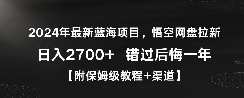 2024年最新蓝海项目，悟空网盘拉新，日入2700+错过后悔一年【附保姆级教程+渠道】【揭秘】-彼飞网创