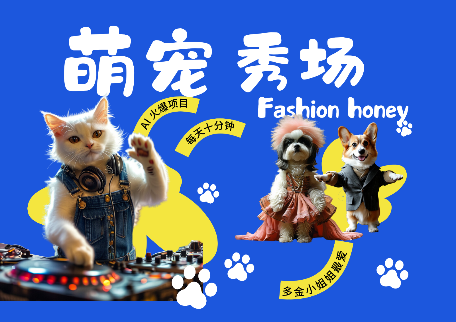 酷飒动物跳舞走秀 时尚喵FASHION汪 多金小姐姐最爱的 轻松月入破W-彼飞网创