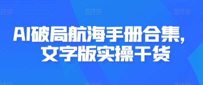 AI破局航海手册合集，文字版实操干货-彼飞网创