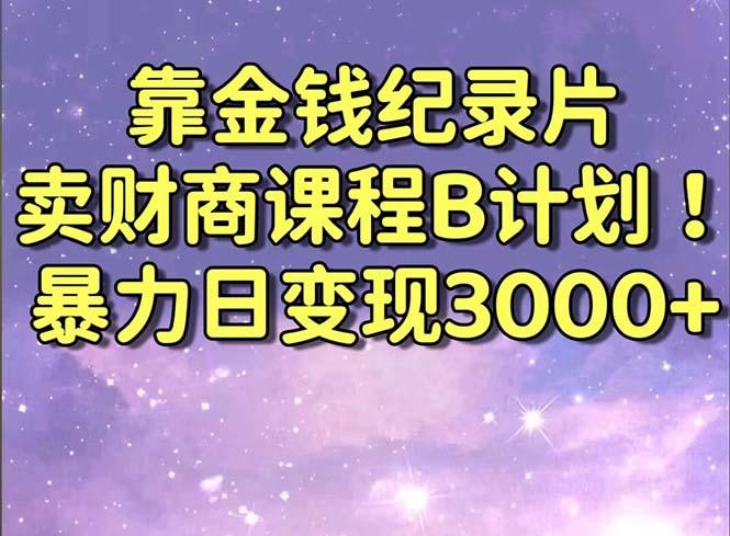 靠金钱纪录片卖财商课程B计划！暴力日变现3000+，喂饭式干货教程！-彼飞网创