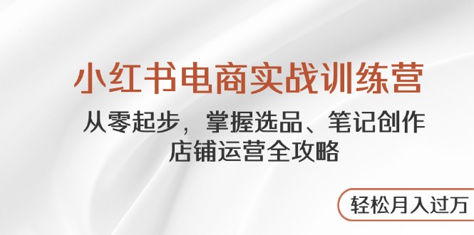 小红书电商实战训练营，从零起步，掌握选品、笔记创作、店铺运营全攻略…-彼飞网创