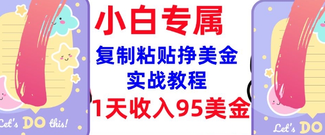 复制粘贴挣美金，0门槛，1天收入95美刀，3分钟学会，内部教程(首次公开)-彼飞网创