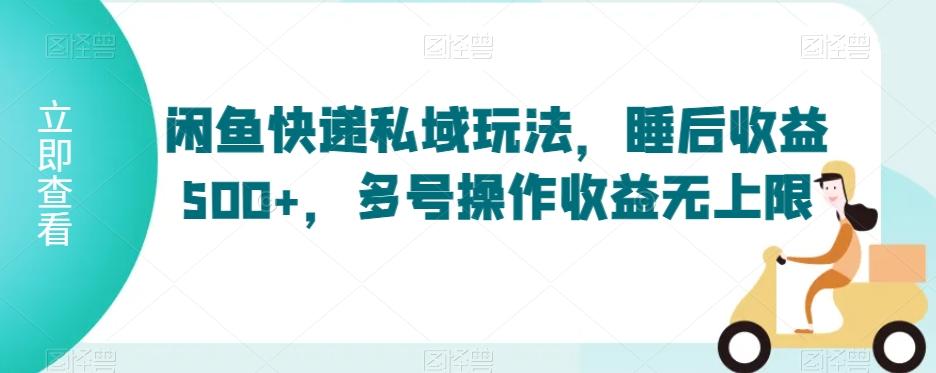 闲鱼快递私域玩法，睡后收益500+，多号操作收益无上限【揭秘】-彼飞网创