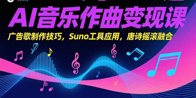 AI音乐作曲变现课，广告歌制作技巧，Suno工具应用，唐诗摇滚融合-彼飞网创