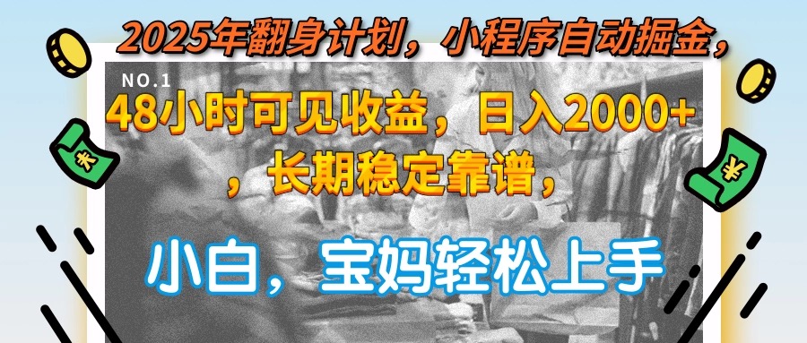 2025年翻身计划，小程序自动掘金48小时可见收益，日入2000+，长期稳定…-彼飞网创