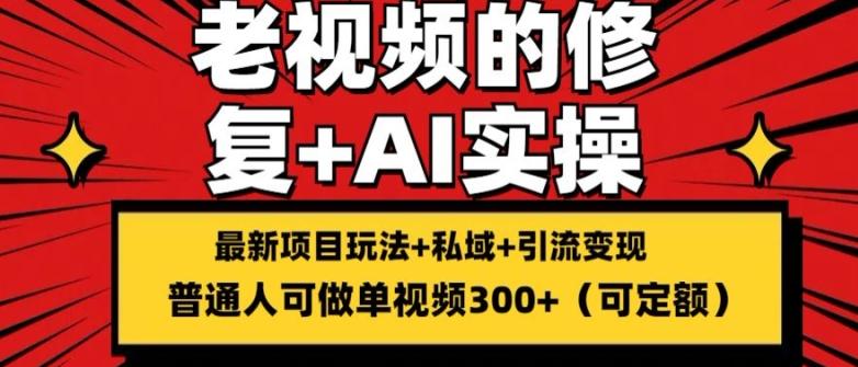修复老视频的玩法，搬砖+引流的变现(可持久)，单条收益300+【揭秘】-彼飞网创
