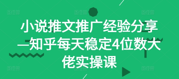小说推文推广经验分享—知乎每天稳定4位数大佬实操课-彼飞网创
