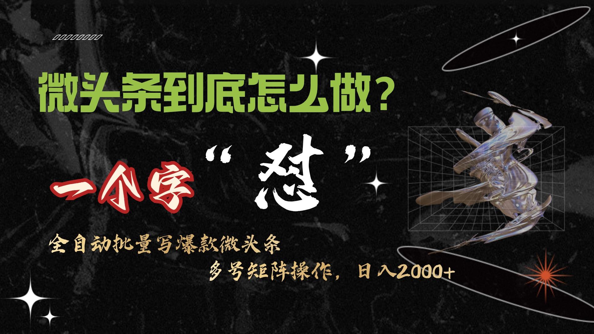 (9809期)微头条最新最强连怼操作，10分钟50条，真正解放双手，月入1w+-彼飞网创