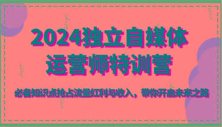 2024独立自媒体运营师特训营-必备知识点抢占流量红利与收入，带你开启未来之路-彼飞网创