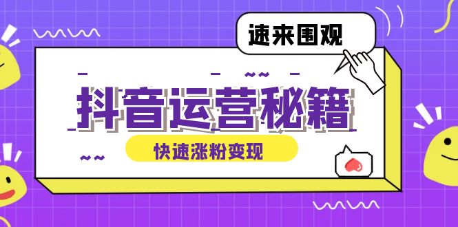抖音运营涨粉秘籍：从零到一打造盈利抖音号，揭秘账号定位与制作秘籍-彼飞网创