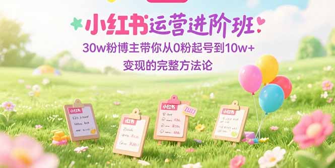 小红书运营进阶班：30w粉博主带你从0粉起号到10w+变现的完整方法论-彼飞网创