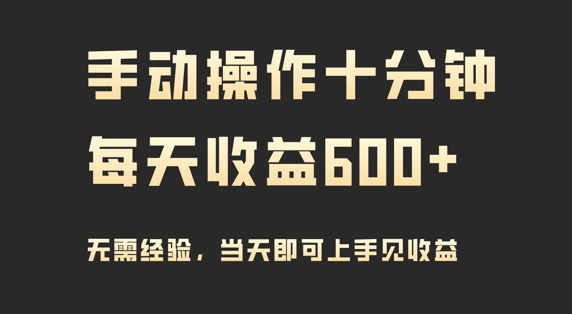 (9324期)手动操作十分钟，每天收益600+，当天实操当天见收益-彼飞网创