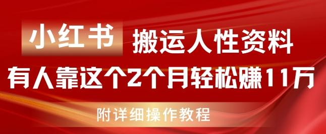 小红书搬运人性资料，有人靠这个2个月轻松赚11w，附教程【揭秘】-彼飞网创
