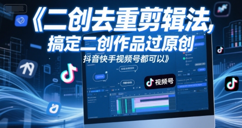 短视频二创去重剪辑法，搞定二创作品过原创，抖音快手视频号都可以-彼飞网创