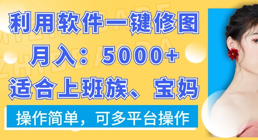 利用软件一键修图月入5000+，适合上班族、宝妈，操作简单，可多平台操作【揭秘】-彼飞网创