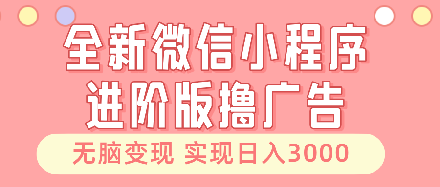 全新微信小程序进阶版撸广告 无脑变现睡后也有收入 日入3000＋-彼飞网创