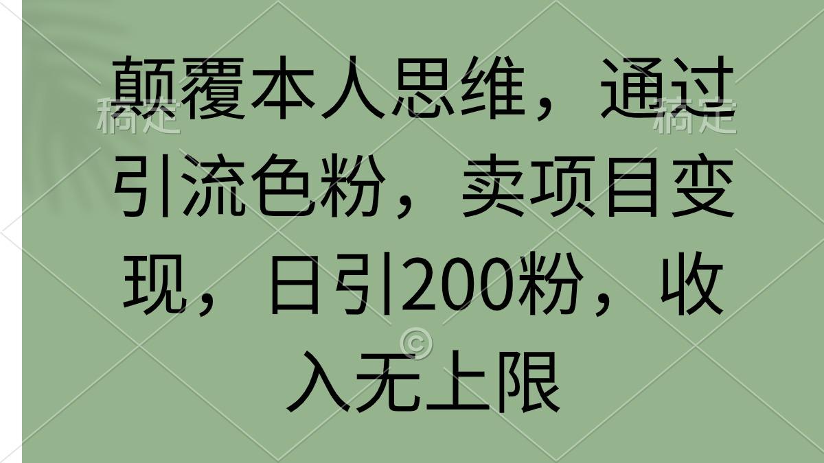 (9523期)颠覆本人思维，通过引流色粉，卖项目变现，日引200粉，收入无上限-彼飞网创