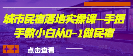 城市民宿落地实操课—手把手教小白从0-1做民宿-彼飞网创