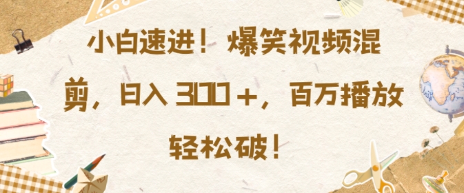 小白速进，爆笑视频混剪，日入3张，百万播放轻松破【揭秘】-彼飞网创