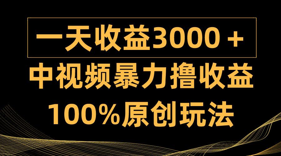 (9696期)中视频暴力撸收益，日入3000＋，100%原创玩法，小白轻松上手多种变现方式-彼飞网创