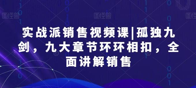 实战派销售视频课|孤独九剑，九大章节环环相扣，全面讲解销售-彼飞网创