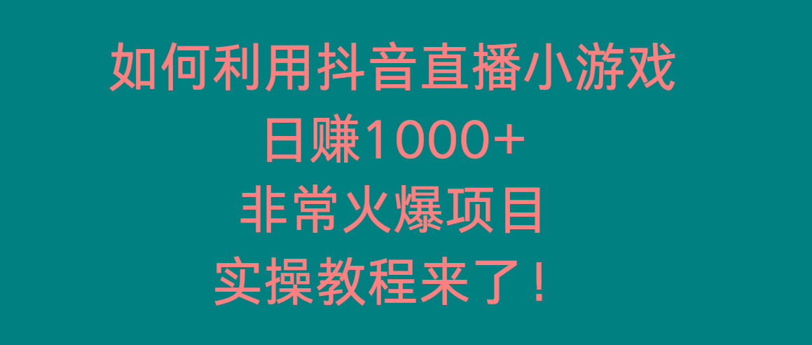 如何利用抖音直播小游戏日赚1000+，非常火爆项目，实操教程来了！-彼飞网创