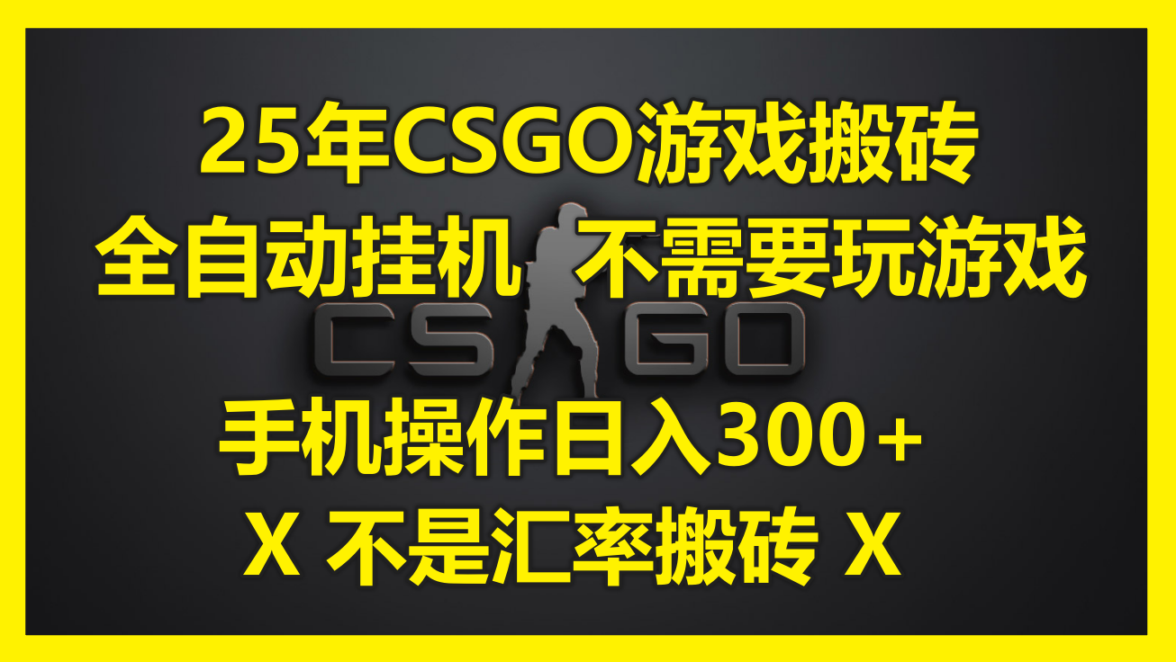 25年CSGO游戏搬砖，全自动挂机，不需要玩游戏，手机操作日入300+。(不…-彼飞网创