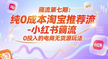 薅流第七期：纯0成本淘宝推荐流-小红书薅流最新版目，0投入的电商无货源玩法(附赠往期)-彼飞网创