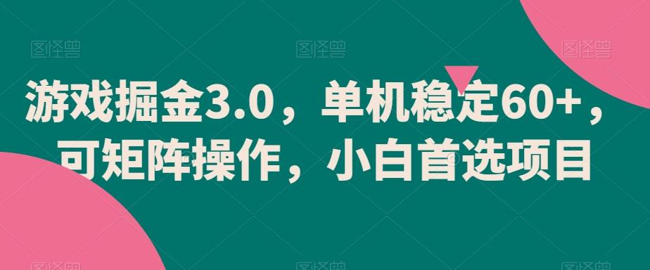 游戏掘金3.0，单机稳定60+，可矩阵操作，小白首选项目【揭秘】-彼飞网创