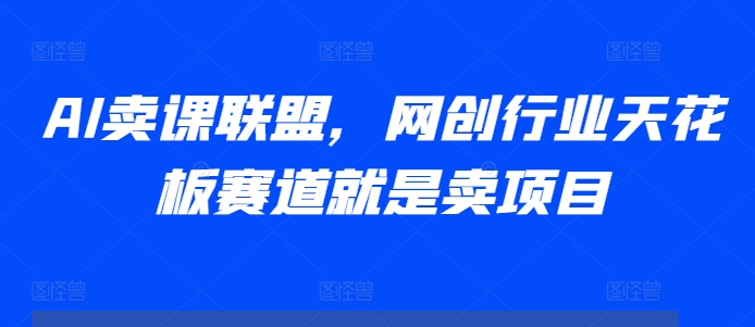 AI卖课联盟，网创行业天花板赛道就是卖项目-彼飞网创
