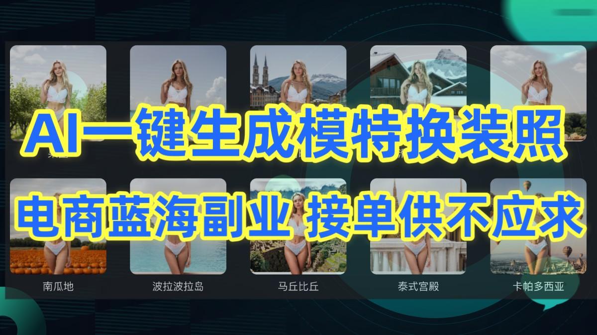 AI制作一键生成模特换装照，电商蓝海副业，接单供不应求-彼飞网创