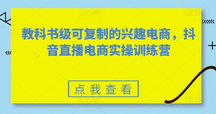 教科书级可复制的兴趣电商，抖音直播电商实操训练营-彼飞网创