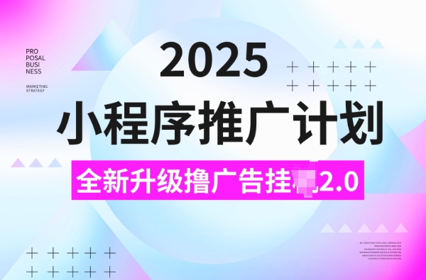2025小程序推广计划，撸广告挂JI3.0玩法，日均5张【揭秘】-彼飞网创