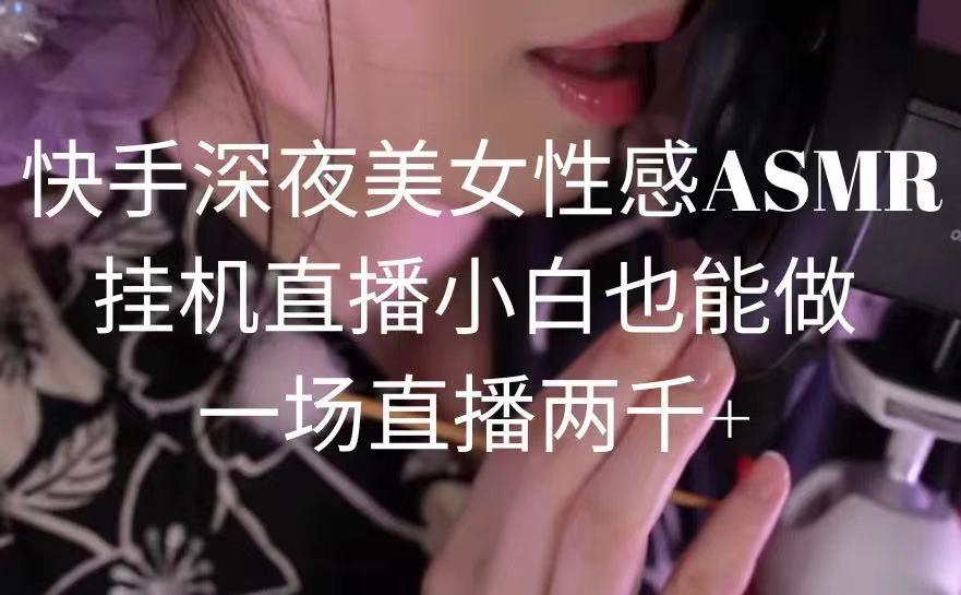 快手深夜美女性感ASMR挂机直播，小白也能做，一场直播两千+-彼飞网创