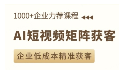 AI短视频矩阵获客实操课，企业低成本精准获客-彼飞网创