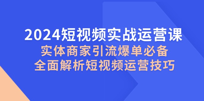 2024短视频实战运营课，实体商家引流爆单必备，全面解析短视频运营技巧-彼飞网创